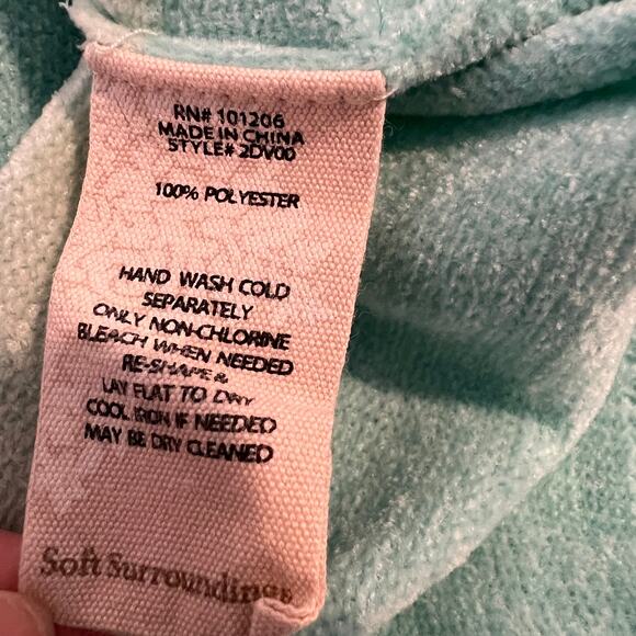 Soft Surroundings Chenille Striped Sweater Women's M Wide 3/4 Sleeve Aqua Orange - Picture 7 of 8